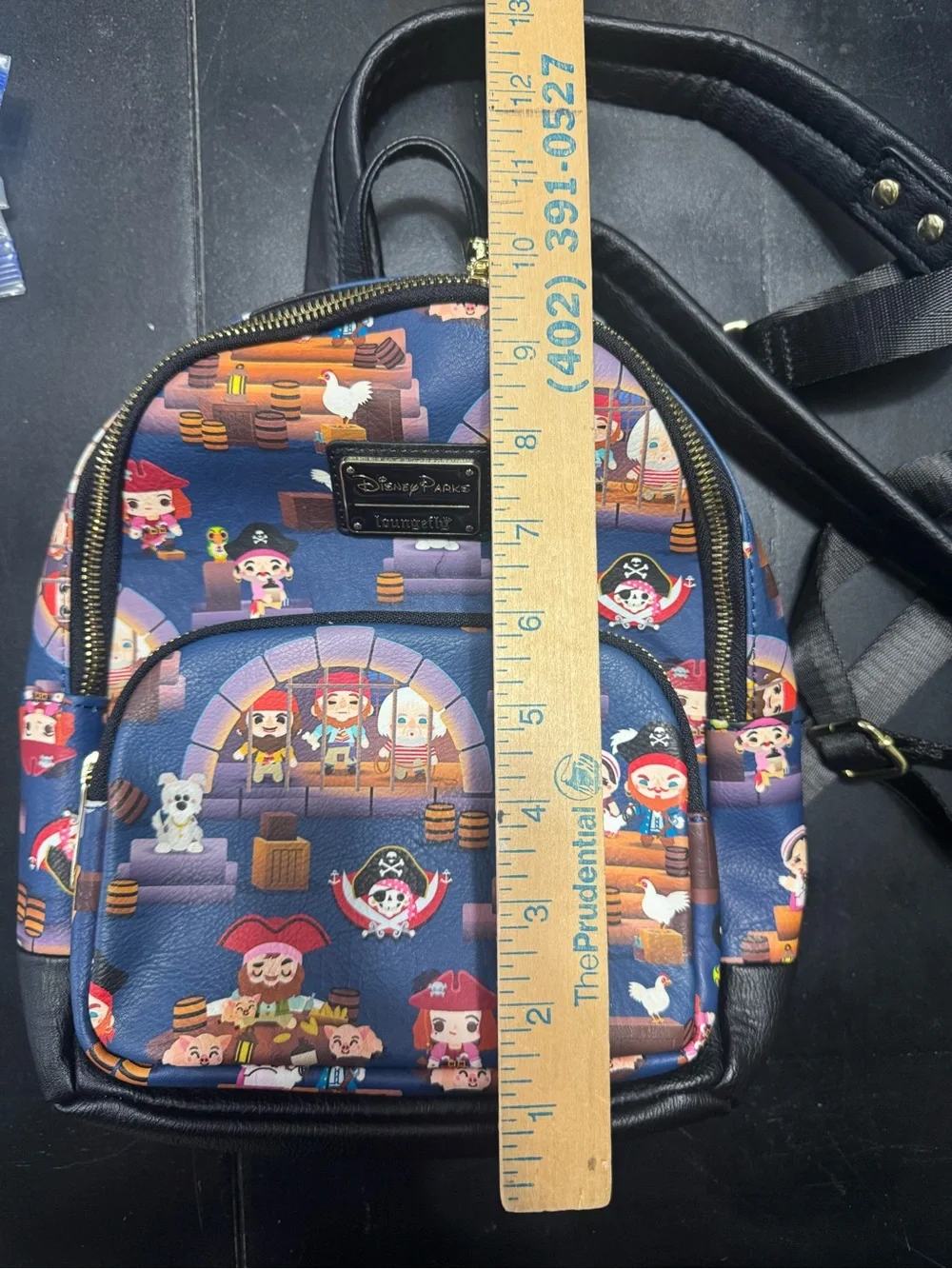 Loungefly Navy Pirate Crew Mini Backpack with Gold Hardware